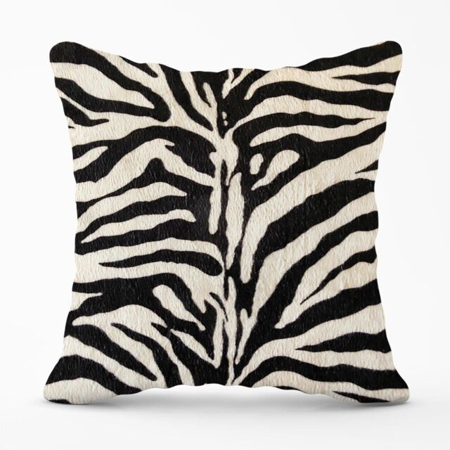 Warren Reed - Designer White Tiger Print Outdoor Cushion in Black - Size: 60 cm x 60 cm - image 1
