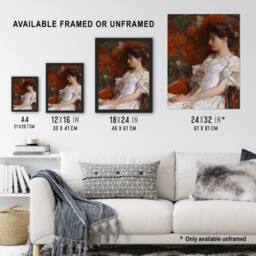 "Artery8 Woman Portrait on Victorian Chair Hassam Framed Wall Art Print in Red - Size: W12"" x H16""" - thumbnail 3