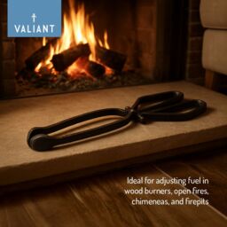 Valiant Fireside Tongs - For Log Burners, Open Fires & BBQs - Great for Coal & Logs - Cast Iron - Heavy Duty - Satin Finish in Black - thumbnail 4