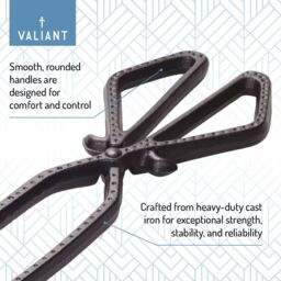 Valiant Fireside Tongs - For Log Burners, Open Fires & BBQs - Great for Coal & Logs - Cast Iron - Heavy Duty - Satin Finish in Black - thumbnail 5