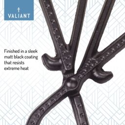 Valiant Fireside Tongs - For Log Burners, Open Fires & BBQs - Great for Coal & Logs - Cast Iron - Heavy Duty - Satin Finish in Black - thumbnail 3