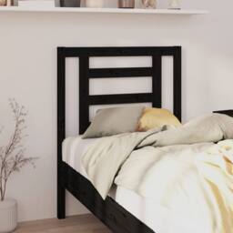 Berkfield Home Beautiful Bed Headboard Black 81x4x100 cm Solid Wood Pine - Size: 81 x 4 x 100 cm - thumbnail 2