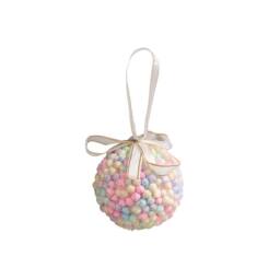 Melody Maison Set Of 3 Mutlicoloured Pastel Beads Bauble - 8cm in Pink