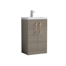 Balterley Bathroom Vanity Basin Unit, Copper Handles, 500mm, Mid Oak in Brown - thumbnail 1