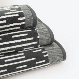 Allure Bath Fashions Pop Up Zero Twist Barcode Stripe Towels in Charcoal - thumbnail 1