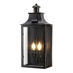 Netlighting Kendal 2 Light Outdoor Wall Lantern Light Old Bronze IP44 E14 in Brown