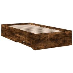 Berkfield Home Bed Frame with Drawers without Mattress Smoked Oak 90x200 cm in Brown - thumbnail 6