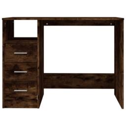 Berkfield Home Desk with Drawers Smoked Oak 102x50x76 cm Engineered Wood in Brown - Size: 102 x 50 x 76 cm - thumbnail 6