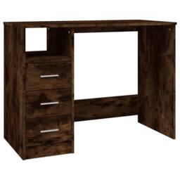 Berkfield Home Desk with Drawers Smoked Oak 102x50x76 cm Engineered Wood in Brown - Size: 102 x 50 x 76 cm - thumbnail 2