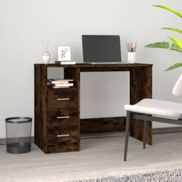 Berkfield Home Desk with Drawers Smoked Oak 102x50x76 cm Engineered Wood in Brown - Size: 102 x 50 x 76 cm - thumbnail 1