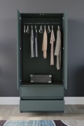 Home Discount Vida Designs Denver 2 Door Wardrobe With Drawers MDF in Green - thumbnail 4