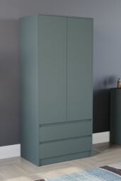 Home Discount Vida Designs Denver 2 Door Wardrobe With Drawers MDF in Green - thumbnail 1
