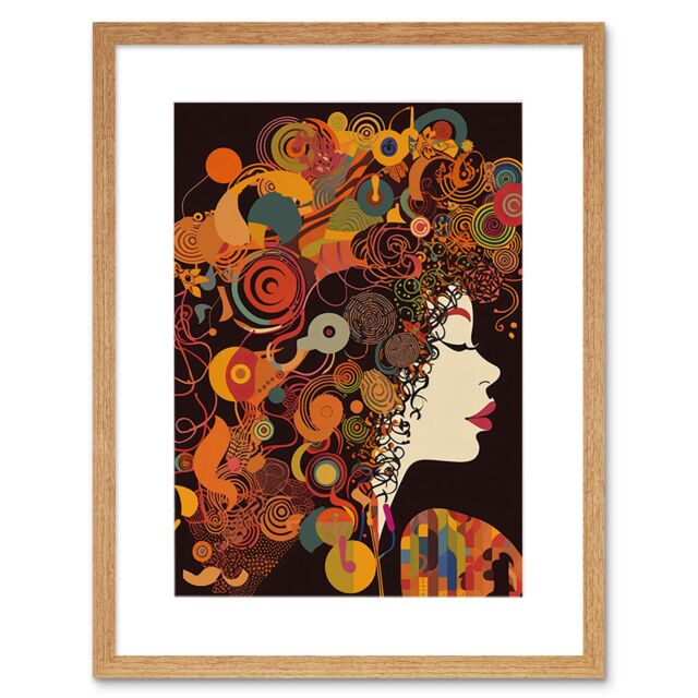 "Artery8 Wall Art Print Kandinsky Inspired Woman Portrait Modern Folk Artwork Framed 9X7 Inch in Beige - Size: W7"" x H9""" - image 1