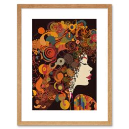 "Artery8 Wall Art Print Kandinsky Inspired Woman Portrait Modern Folk Artwork Framed 9X7 Inch in Beige - Size: W7"" x H9""" - thumbnail 1
