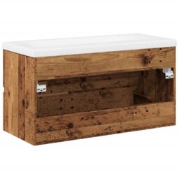Berkfield Home Sink Cabinet with Built-in Basin Old Wood in Brown - thumbnail 8
