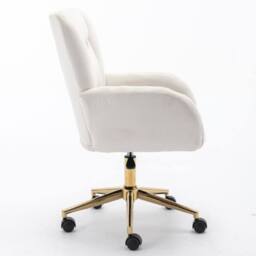 STILVORA Velvet Office Chair with Adjustable Height & Gold Base in Cream - thumbnail 5