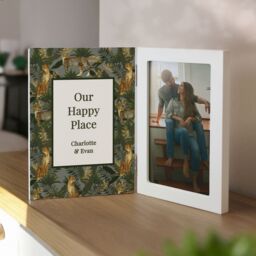 Personalised Memento Company Personalised Leopard Print Wooden Hinged 6x4 Photo Frame in White - thumbnail 3