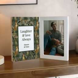 Personalised Memento Company Personalised Leopard Print Wooden Hinged 6x4 Photo Frame in White - thumbnail 4