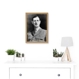 Artery8 President War General Charles De Gaulle French Portrait A4 Artwork Framed Wall Art Print in Light Oak - thumbnail 2