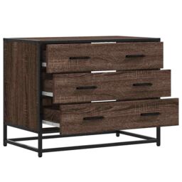 Berkfield Home Drawer Cabinet Brown Oak 70x41x56 cm Engineered Wood - Size: 70 x 41 x 56 cm - thumbnail 5