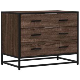 Berkfield Home Drawer Cabinet Brown Oak 70x41x56 cm Engineered Wood - Size: 70 x 41 x 56 cm - thumbnail 2
