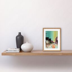 "Artery8 Wall Art Print American Wild West Ghost Town Street Watercolour Artwork Framed 9X7 Inch in Beige - Size: W7"" x H9""" - thumbnail 2