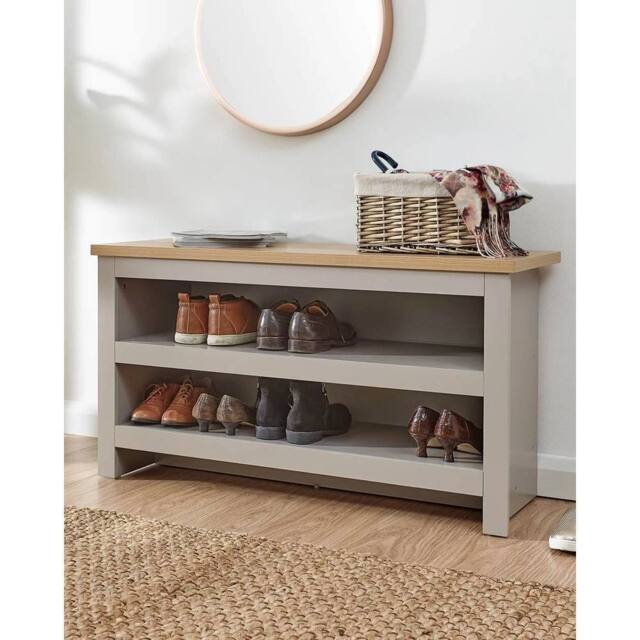 EONLION Shoe Bench Grey Storage Seat Shoe Rack - Size: 100 cm - image 1
