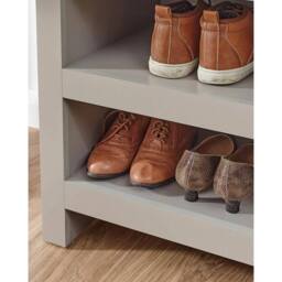 EONLION Shoe Bench Grey Storage Seat Shoe Rack - Size: 100 cm - thumbnail 2