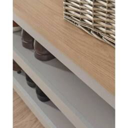 EONLION Shoe Bench Grey Storage Seat Shoe Rack - Size: 100 cm - thumbnail 3