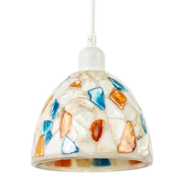 Happy Homewares Mother of Pearl Style Mosaic Glass Pendant Ceiling Lighting Shade in Cream - image 1