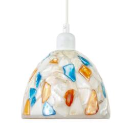 Happy Homewares Mother of Pearl Style Mosaic Glass Pendant Ceiling Lighting Shade in Cream - thumbnail 4