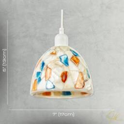 Happy Homewares Mother of Pearl Style Mosaic Glass Pendant Ceiling Lighting Shade in Cream - thumbnail 7