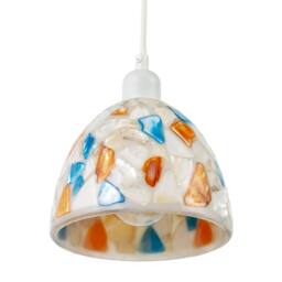 Happy Homewares Mother of Pearl Style Mosaic Glass Pendant Ceiling Lighting Shade in Cream - thumbnail 5