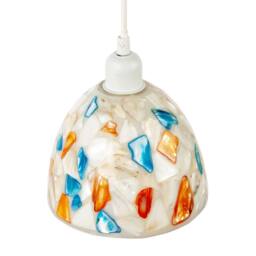 Happy Homewares Mother of Pearl Style Mosaic Glass Pendant Ceiling Lighting Shade in Cream - thumbnail 3