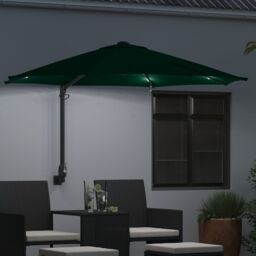 Berkfield Home Wall-mounted Garden Parasol with LEDs Green 248 cm - thumbnail 3