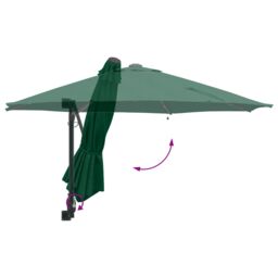 Berkfield Home Wall-mounted Garden Parasol with LEDs Green 248 cm - thumbnail 8