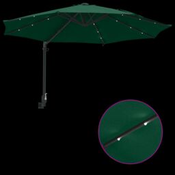 Berkfield Home Wall-mounted Garden Parasol with LEDs Green 248 cm - thumbnail 9