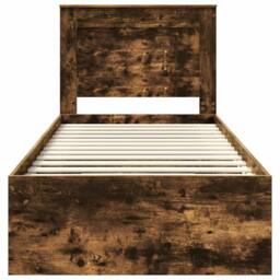 Berkfield Home Bed Frame with Headboard Smoked Oak 75 x 190 cm Solid Pine Wood in Brown - thumbnail 7