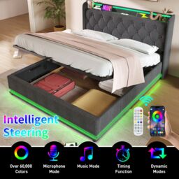Matteo Hydraulic Storage Bed Frame with Large Storage Space, 5ft King size Bed Frame in Grey - Size: Double - thumbnail 9