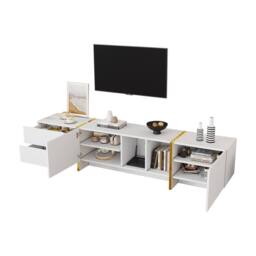"BTM TV Stand for 85"" TV, Storage Cabinet & Open Shelves, White" - thumbnail 5