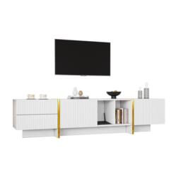 "BTM TV Stand for 85"" TV, Storage Cabinet & Open Shelves, White" - thumbnail 7