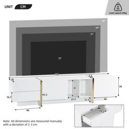"BTM TV Stand for 85"" TV, Storage Cabinet & Open Shelves, White" - thumbnail 6