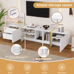 "BTM TV Stand for 85"" TV, Storage Cabinet & Open Shelves, White" - thumbnail 3