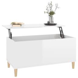 Berkfield Home Coffee Table High Gloss White 90x44.5x45 cm Engineered Wood - thumbnail 5