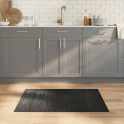 Berkfield Home Rug Rectangular Grey 70x100 cm Bamboo in Dark Grey - Size: Medium - thumbnail 2