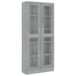 Berkfield Home Vitrine Cabinet Grey Sonoma 82.5x30.5x185.5 cm Engineered Wood - thumbnail 2
