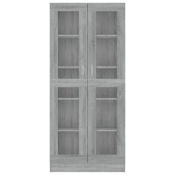 Berkfield Home Vitrine Cabinet Grey Sonoma 82.5x30.5x185.5 cm Engineered Wood - thumbnail 3