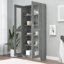 Berkfield Home Vitrine Cabinet Grey Sonoma 82.5x30.5x185.5 cm Engineered Wood - thumbnail 6