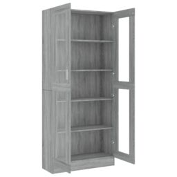 Berkfield Home Vitrine Cabinet Grey Sonoma 82.5x30.5x185.5 cm Engineered Wood - thumbnail 5