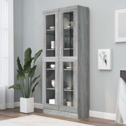 Berkfield Home Vitrine Cabinet Grey Sonoma 82.5x30.5x185.5 cm Engineered Wood